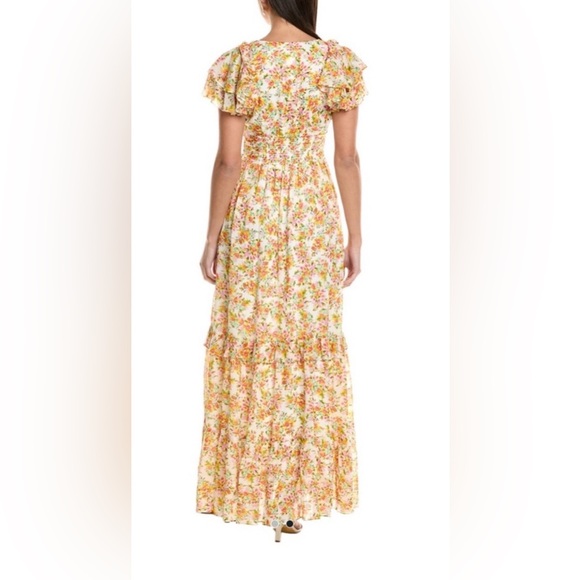 Shoshanna Lucinda floral maxi dress in Optic Lemon Gold. - Picture 15 of 16